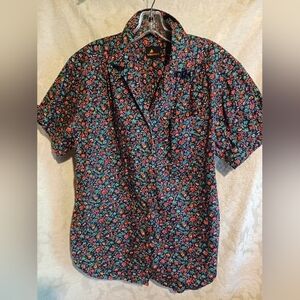 Blue and Red Floral Button Down Shirt